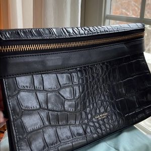 Issac Misrahi leather clutch with zipper embellishment